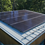 A solar power system on a metal roof